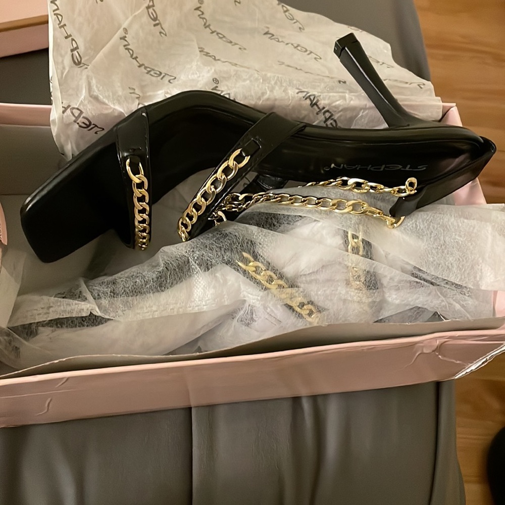 NWOT Chain anklet open toe stiletto heel Sandals 👡 - Picture 6 of 8